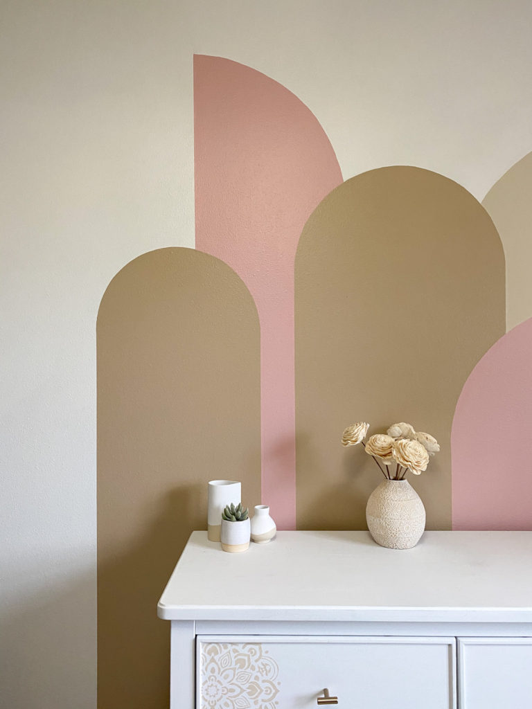 Pink and Beige Color Block Wall in Little Girl's Bedroom