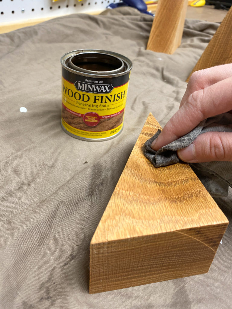 Applying Special Walnut Wood Finish to Mountain Bookends