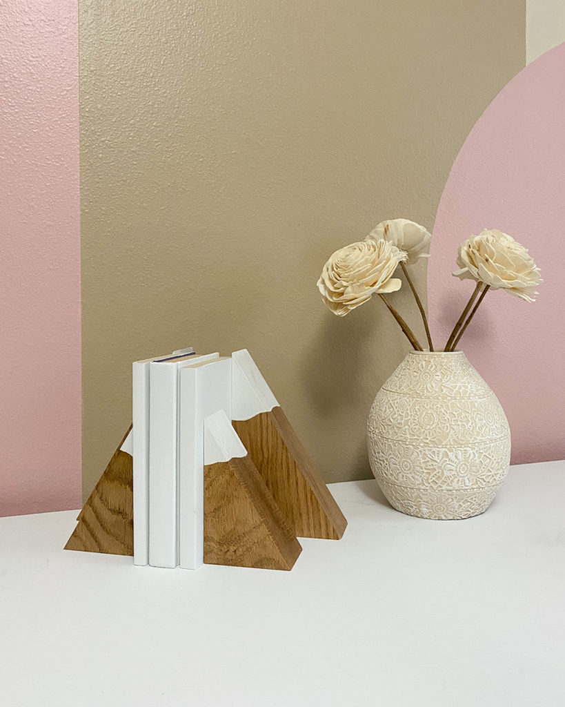 Completed mountain bookends in little girl's room