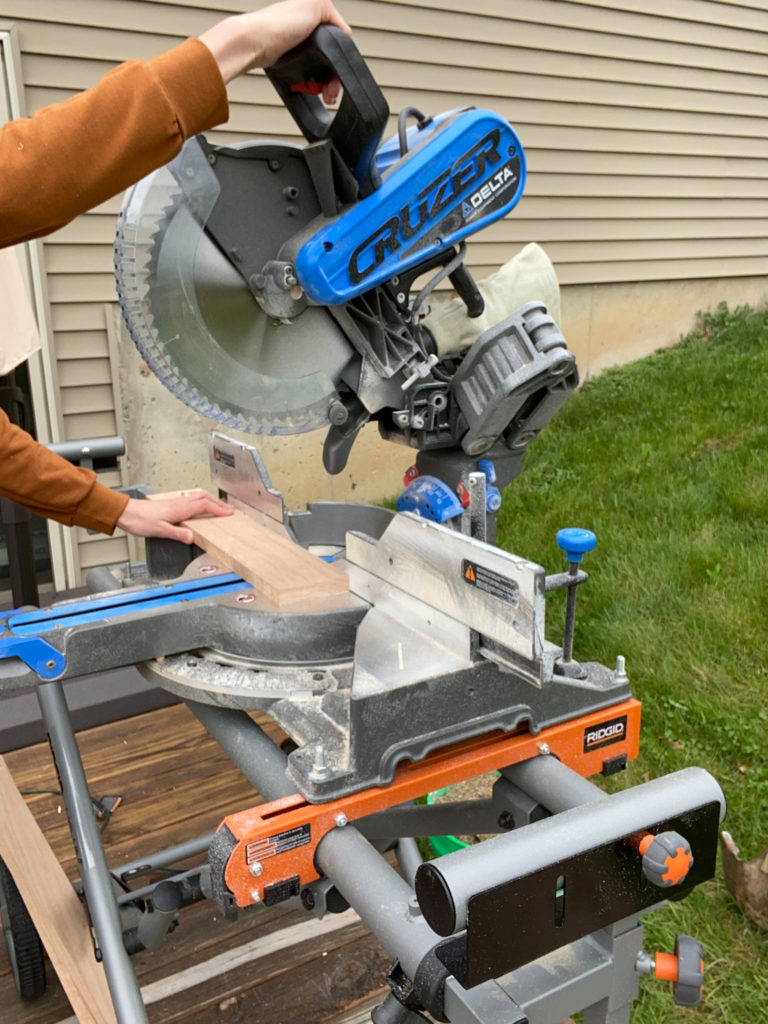 Cutting wood with a miter saw