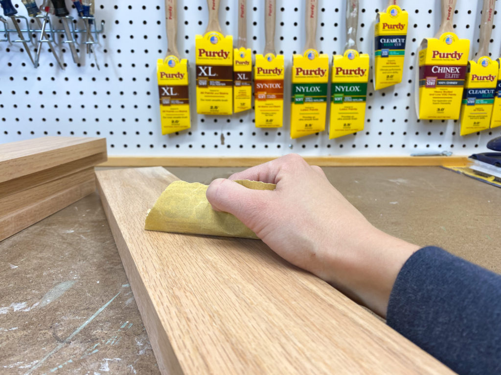 Sanding wood for stained wood end table